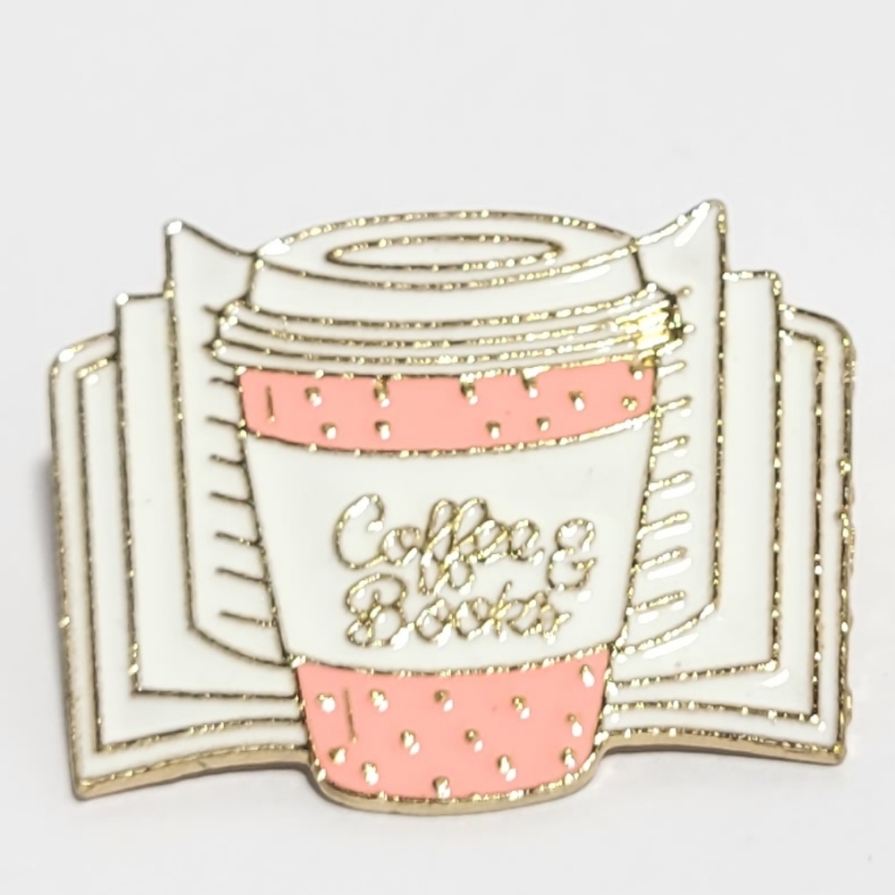 COPY - Coffee and Books Brooch Pin Teacher Librarian